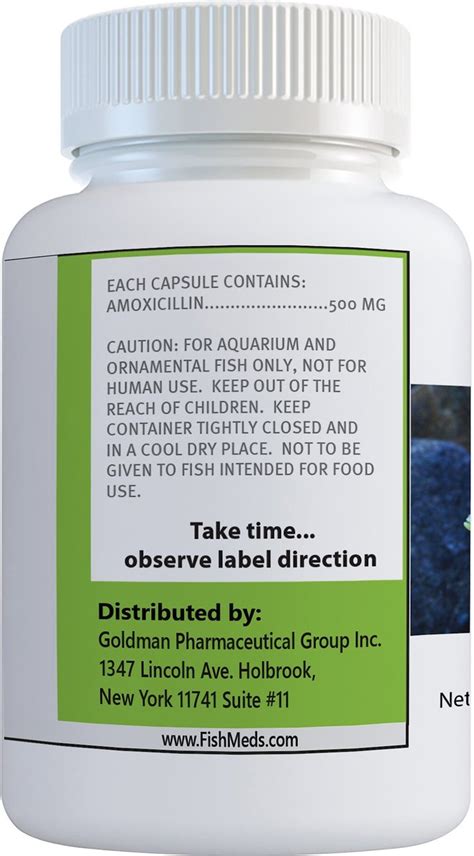 FISH AID ANTIBIOTICS Amoxicillin Capsules Fish Medication, 500-mg, 100 ...