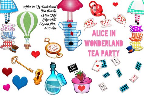 Alice In Wonderland Tea Party Mini Kit ClipArt By Me and Ameliè | TheHungryJPEG