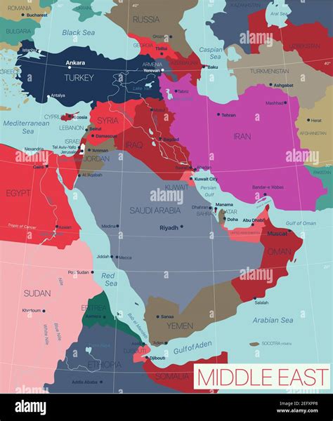 Middle East Political Map With Capitals