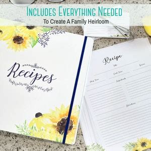 Family Recipe Binder Recipe Paper, Sunflower Bridal Shower Housewarming ...