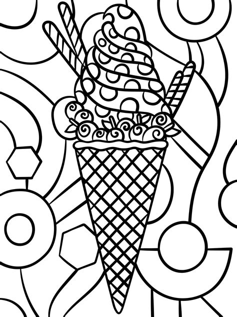 Ice Cream In Cone Sweet Food Coloring Page 17197800 Vector Art at Vecteezy