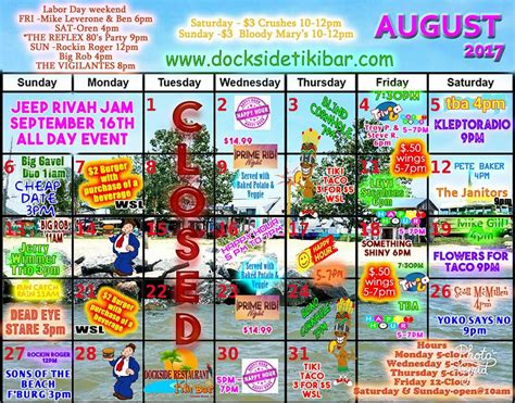 Colonial Beach Events Calendar