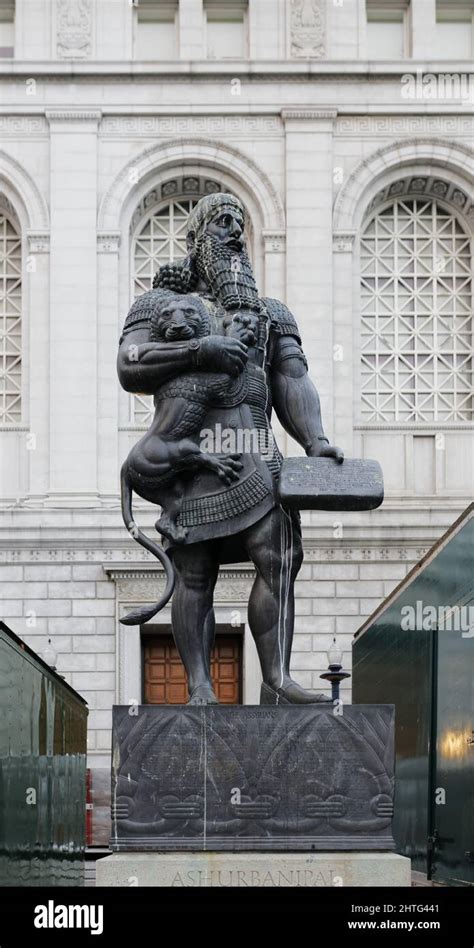 Vertical shot of the Ashurbanipal sculpture in San Francisco Stock ...