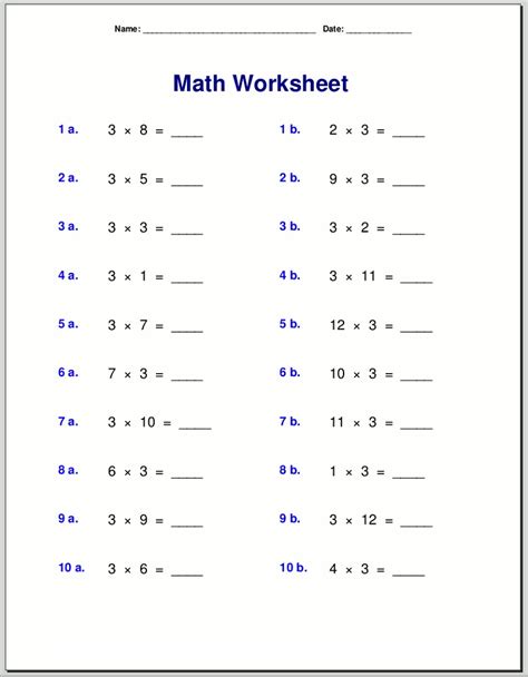 3 Times Table Worksheets to Print | Activity Shelter