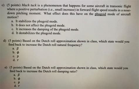 c) (5 points) Mach tuck is a phenomenon that happens | Chegg.com