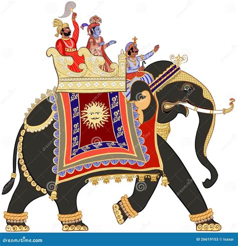 Elephant With Indian Symbols Cartoon Vector | CartoonDealer.com #55777305