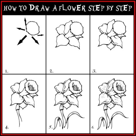 How To Draw A Flower (Step By Step Image Guides) Simple Flower Drawing ...