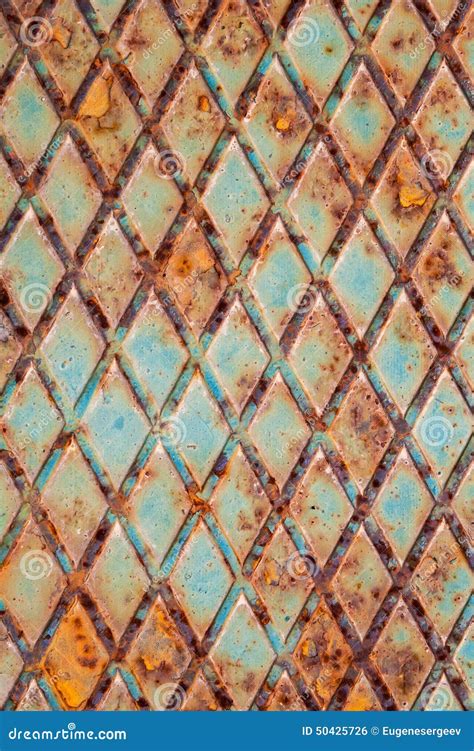 Rusted Green Steel Plate with Relief Pattern Stock Photo - Image of ...