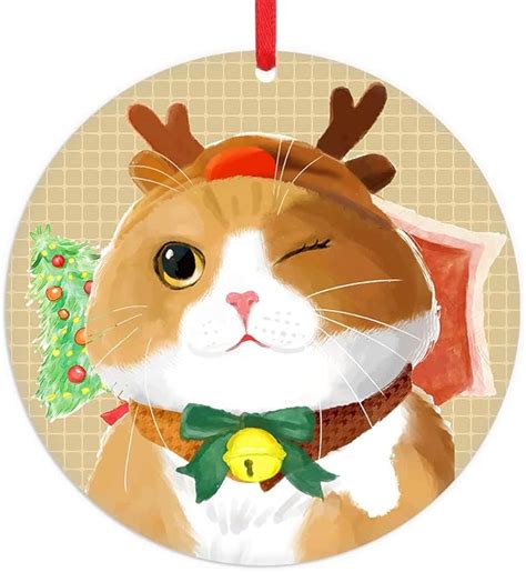 Amazon.com: PETCEE Cat Christmas Ornaments 2020,3" Cute Funny Cat Ornament for Christmas Tree ...