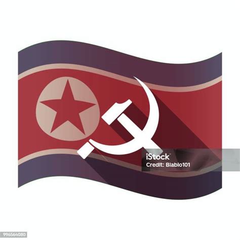 Long Shadow North Korea Flag With The Communist Symbol Stock ...