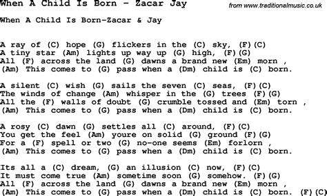 Song When A Child Is Born by Zacar Jay, song lyric for vocal ...