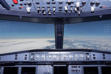 Interior of airplane cockpit - Stock Photo - Dissolve