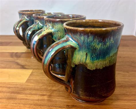 Pottery mug, coffee or tea, hot or cold beverage cup, large 12oz drink mug, wheelthrown art drip ...