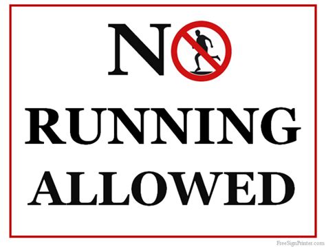 Printable No Running Allowed Sign