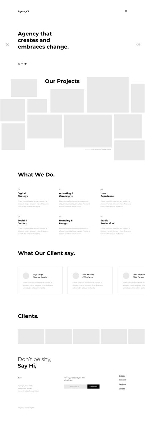 Digital Agency Website Wireframe 2020 #digitalagency #creativeagency #uiux #uidesign #adagency # ...