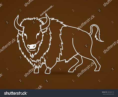 Buffalo Standing Outline Graphic Vector Stock Vector (Royalty Free ...