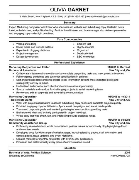 Professional Entry Level Copywriter And Editor Resume Examples