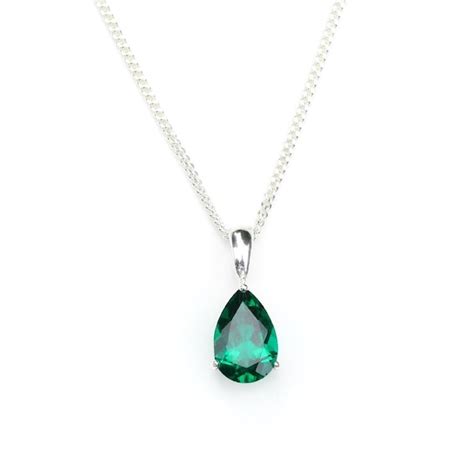 Emerald Necklace Silver - Etsy