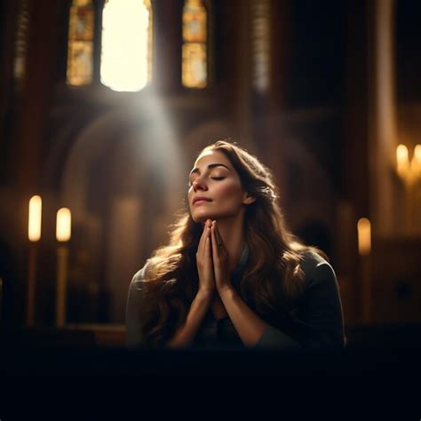 Premium Photo | Christian woman praying in church