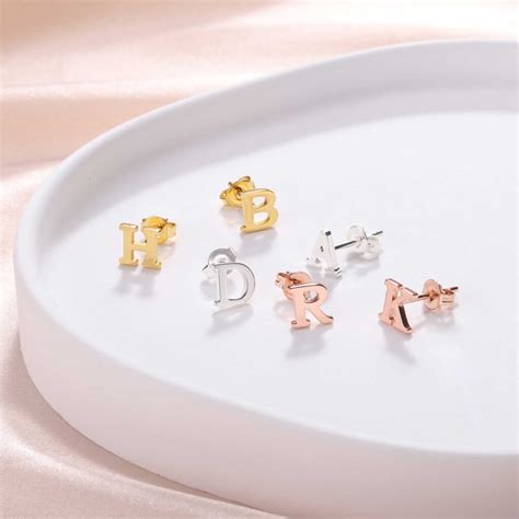 Initial Stud Earrings - Alphabet Earrings [Silver, Gold, Rose] | FARUZO