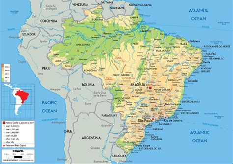 Physical Map Of Brazil - Terminal Map