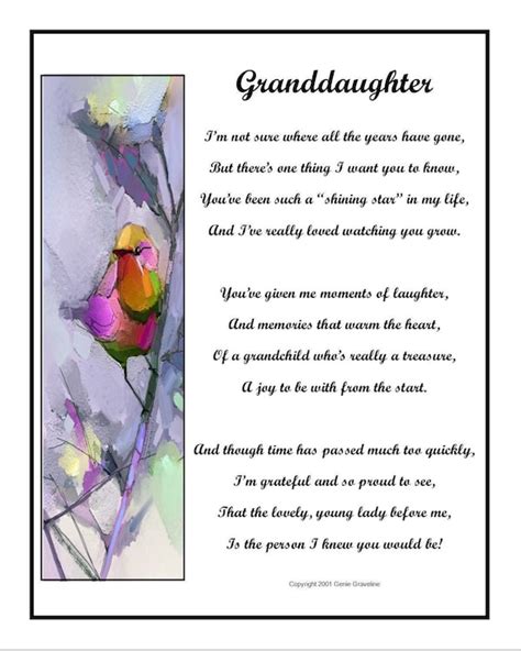 My Granddaughter Poem UNFRAMED DIGITAL DOWNLOAD From One - Etsy