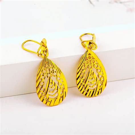 24 Carat Gold Drop Earrings,Filigree Teardrop Earrings 2018 Fashion Fakegold Jewelry - Buy ...