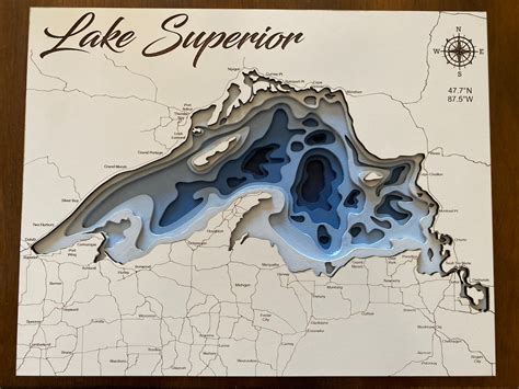 3D Map of Lake Superior - Etsy