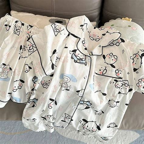 New Hello Kitty Pochacco kawaii pajamas girl summer cartoon cute short-sleeved shorts student ...