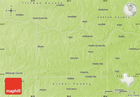 Physical Map of Wichita County