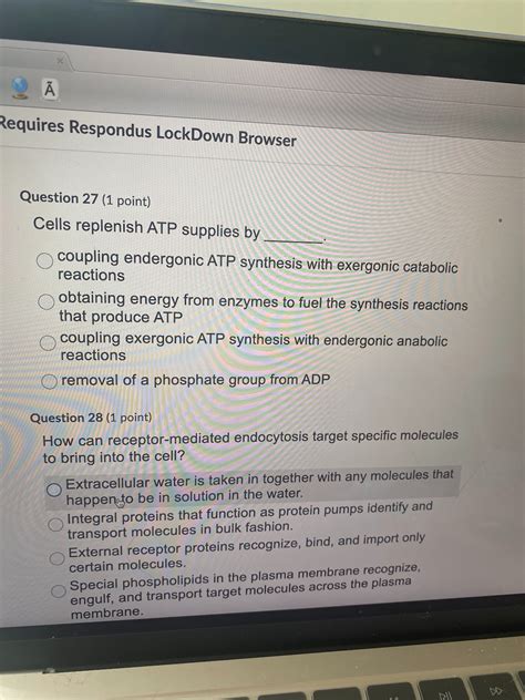 Solved Question 27 (1 ﻿point)Cells replenish ATP supplies | Chegg.com