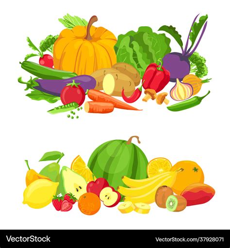 Vegetables and fruits groups organic fresh food Vector Image