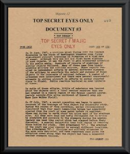 1947 Majestic 12 Roswell UFO Document Reprint On 70 Year Old Paper Area ...