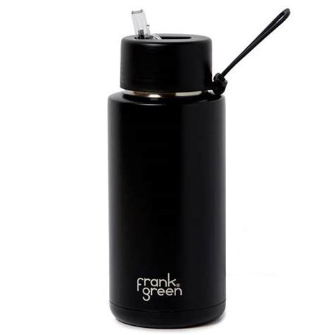 Frank Green - Ceramic Reusable Bottle w/Straw Lid Black 1L | Peter's of Kensington