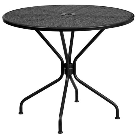 Emma And Oliver Commercial Grade 35.25" Rd Black Indoor-outdoor Steel Patio Table-umbrella Hole ...