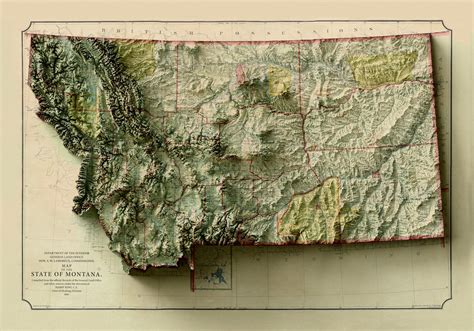 Relief Map Of Montana