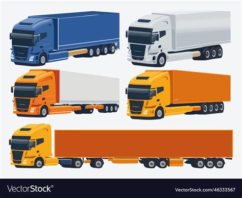 Different types of semi trucks with trailers Vector Image