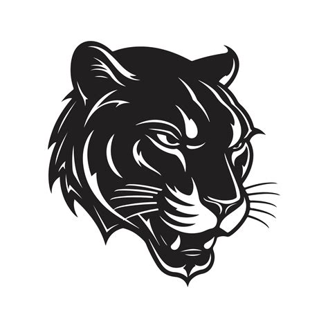 panther head, logo concept black and white color, hand drawn ...