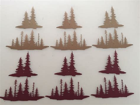 Forest Shadows * Six Sets * White, Green or Kraft and Maroon Cardstock — The Die Cut Shop