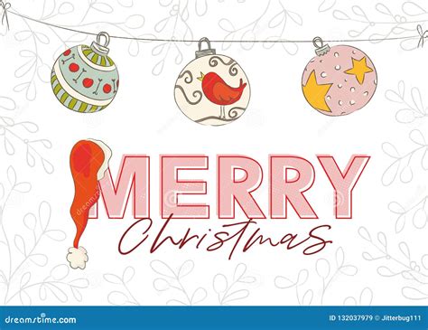 Whimsical Ornament Merry Christmas Card Stock Illustration ...