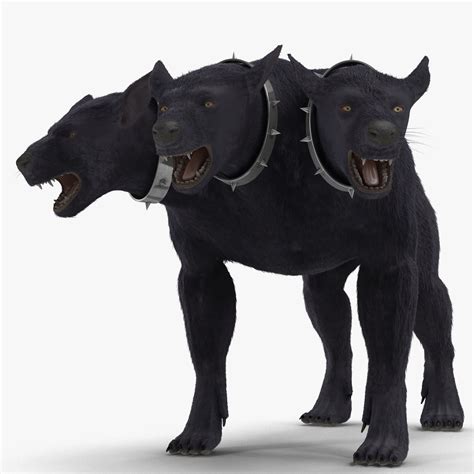 3d model three-headed dog cerberus fur