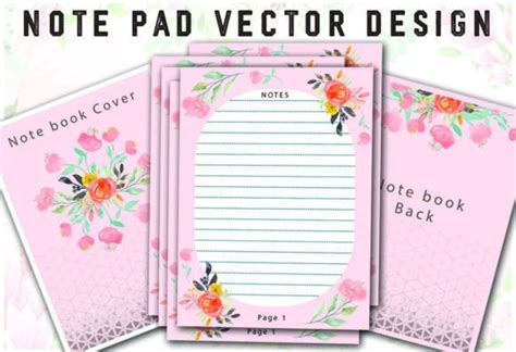 1 Watercolor Floral Note Pad Design Vector Designs & Graphics