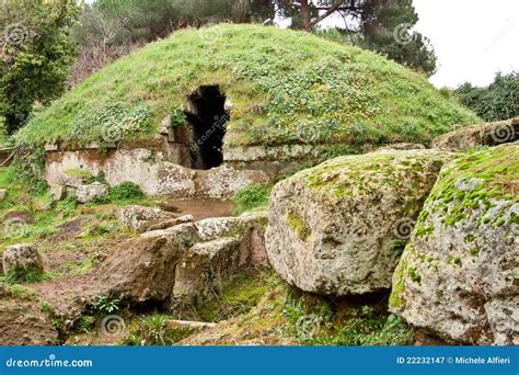 Circular Tombs In The Etruscan Necropolis Royalty Free Stock ...