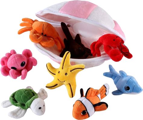 Plush Soft Stuffed Ocean Sea Animals Playset With Plush Shell Package ...