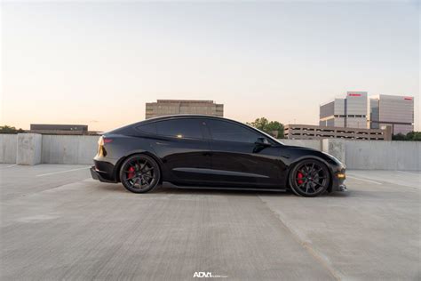 Black Tesla Model 3 Performance - ADV005 FLOWspec Wheels in Satin Black Tesla Model 3 Features ...