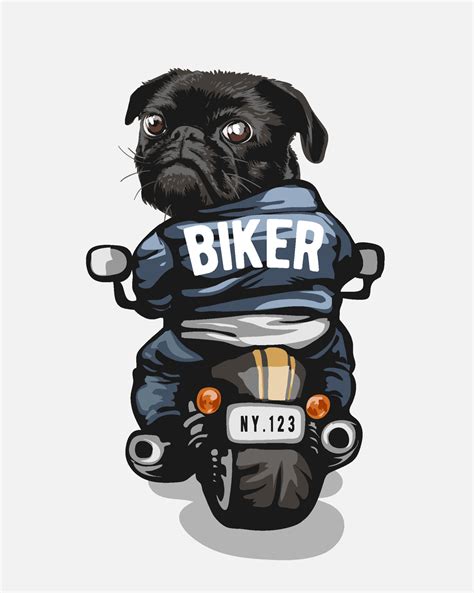 funny cartoon black dog riding motorcycle illustration 5093362 Vector Art at Vecteezy