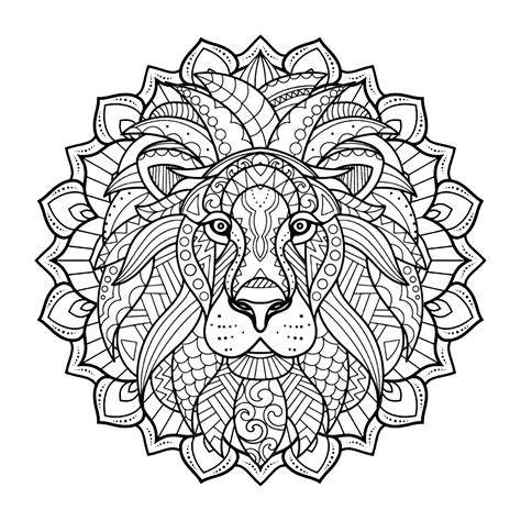 Mandala Lion - Mandalas Adult Coloring Pages