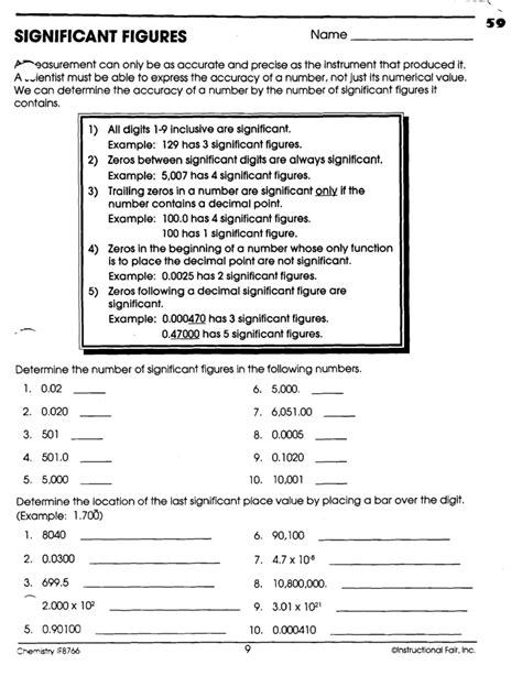 Significant Figures Worksheet Answers - Wordworksheet.com