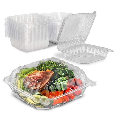 [40 Pack] Clear Hinged Plastic Containers - 8x8x3” Single Compartment ...