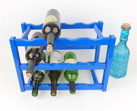 Amazon.com: Wine Rack Bar Cart Display Vintage Wood Bottle Blue : Home ...